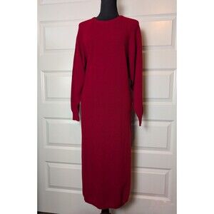 Vintage 80s The Scotch House Size S/M Sweater Dress Midi Red Lambswool Scotland